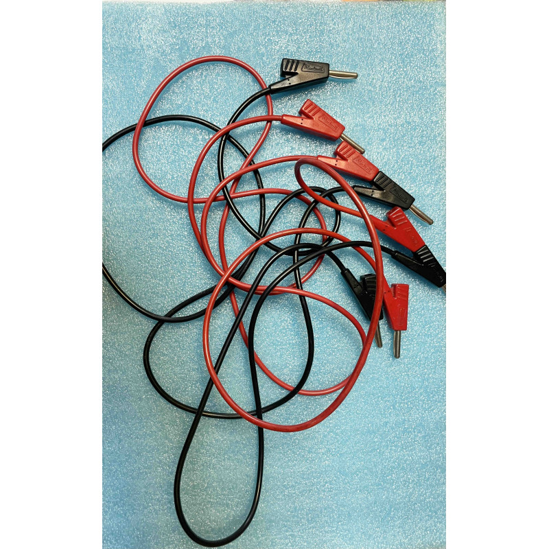 Lot de 4 Cordons Fiches Bananes 4mm avec Repiquage Radiall 1M et 0.5M Occasion Bon état  ( 4D1 )