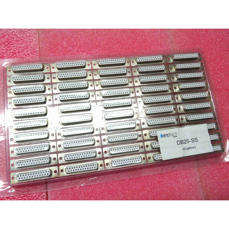 Lot de 50 fiches embase DB25-SS SUB-D25 port parallèle femelle à souder encitech (3D)