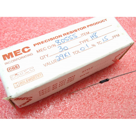 Lot de 5: MEC Incorporating résistance de précision 29k1 29.1k ohms , type H8 , 0.1% , 15ppm