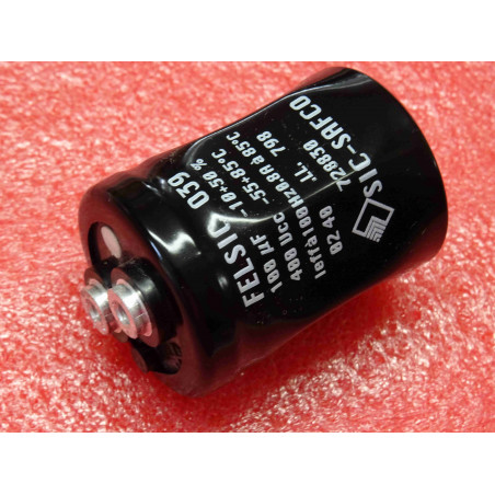 Lot de 2: condensateur sic-safco felsic 039 100µF 100uF 400Vcc 85°C 0.8A@100Hz Ø36x52mm