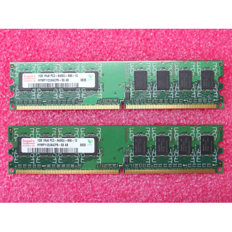 Lot de 2 barettes de RAM de 1Go DDR2-800 hynix HYMP112U64CP8-S6 AB ~ 1GB 1Rx8 PC2-6400U-666-12