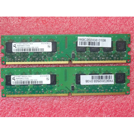 Lot de 2 barettes de RAM de 1Go DDR2 Qimonda HYS64T128020HU-3S-B ~ 1GB 2Rx8 PC2-5300U-555-12-E0