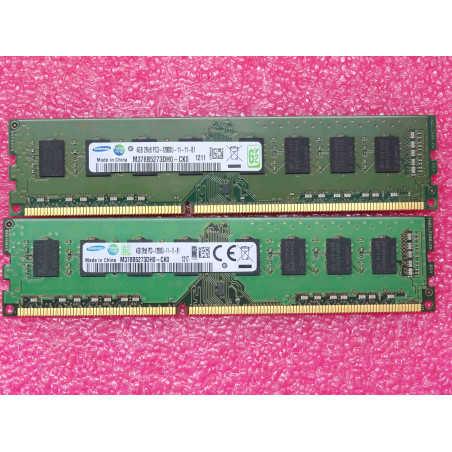 Lot de 2 barettes de RAM de 4Go DDR3 samsung M378B5273DH0-CK0 ~ 4GB 2Rx8 PC3-12800U-11-11-B1 ~ 1600Mbps