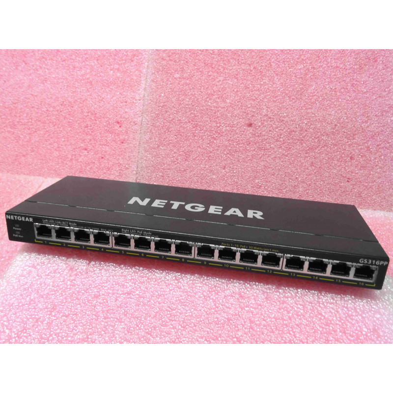 netgear GS316PP ~ 16-port gigabit ethernet unmanaged high-power Power-over-Ethernet switch with FlexPoE(sans alimentation)[L4A]