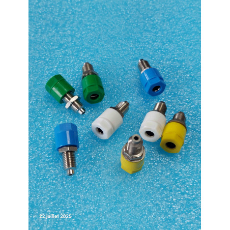 Lot de 8 douilles bananes 4mm à souder 2p Vert Bleu Blanc Jaune pjp (Casier66E)