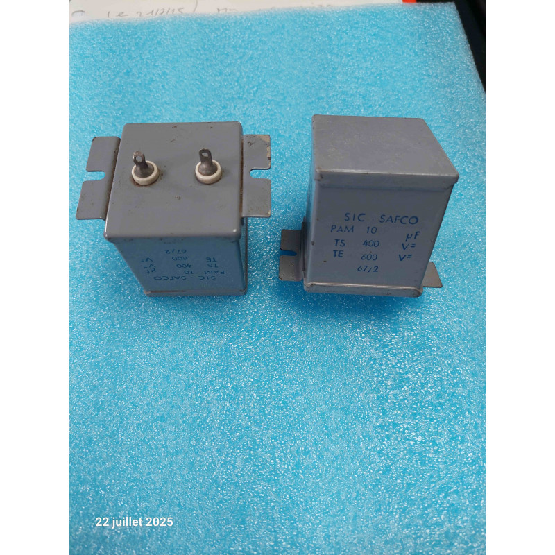 2 Condensateurs à bain d'huile Papier Huilé 10µF 10MF 600v / 400v Sic Safco