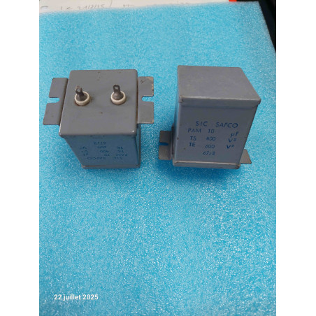 2 Condensateurs à bain d'huile Papier Huilé 10µF 10MF 600v / 400v Sic Safco