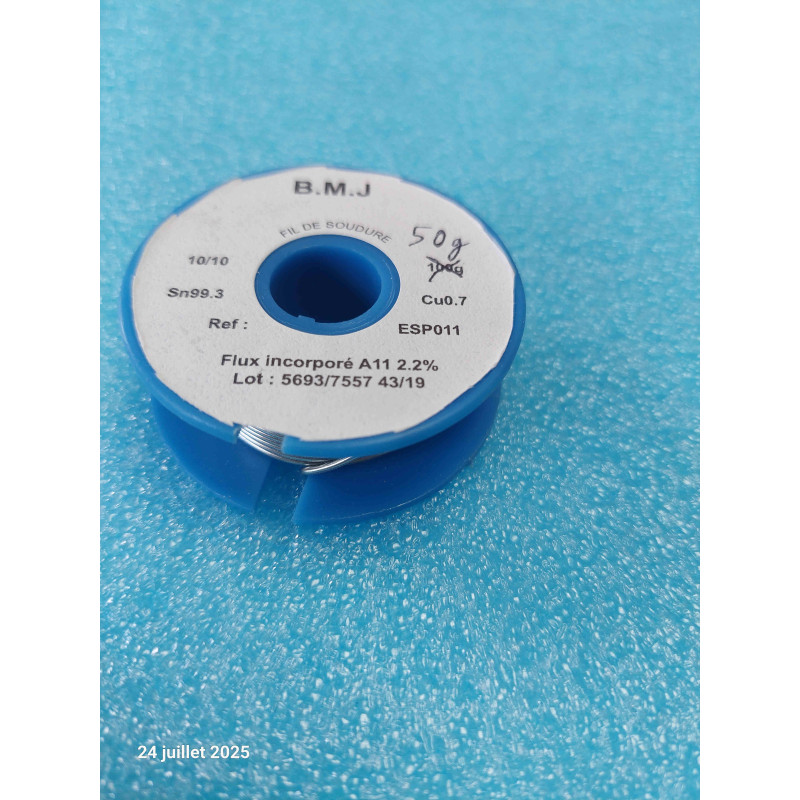 bobine de fil soudure BMJ sans plomb 50g 10/10 ESP011 1mm Sn99.3 Cu0.7 flux A11 2.2%