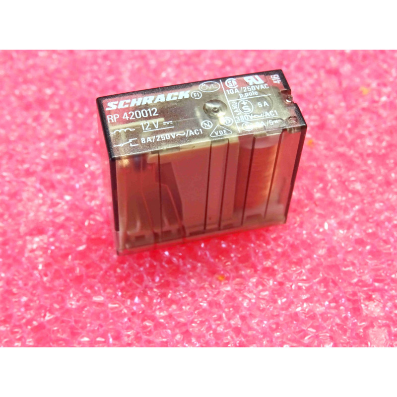 relais schrack RP 420012 ~ RP420012 ~ 8pin power PCB relay RPII/2 ~ 8A, flux proof, 2formC, 2CO, contact AgCdO, coil 12Vdc(2S1)