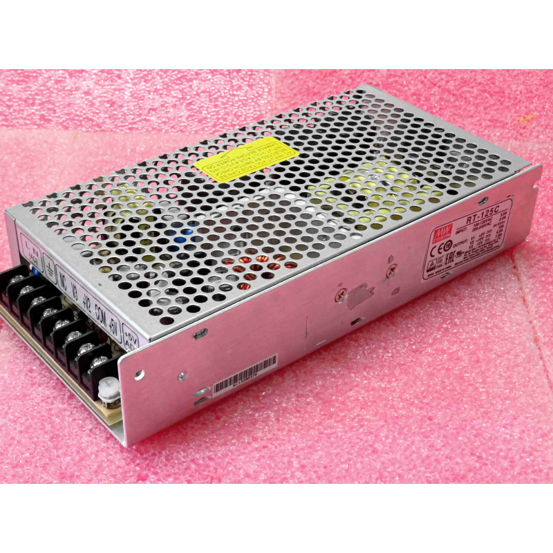 alimentation Mean Well RT-125C input 100Vac-120Vac 3A 200Vac-240Vac 2A 50-60Hz ~ outputs +5Vdc 10A, +15Vdc 4.5A, -15Vdc 1A(N3A)