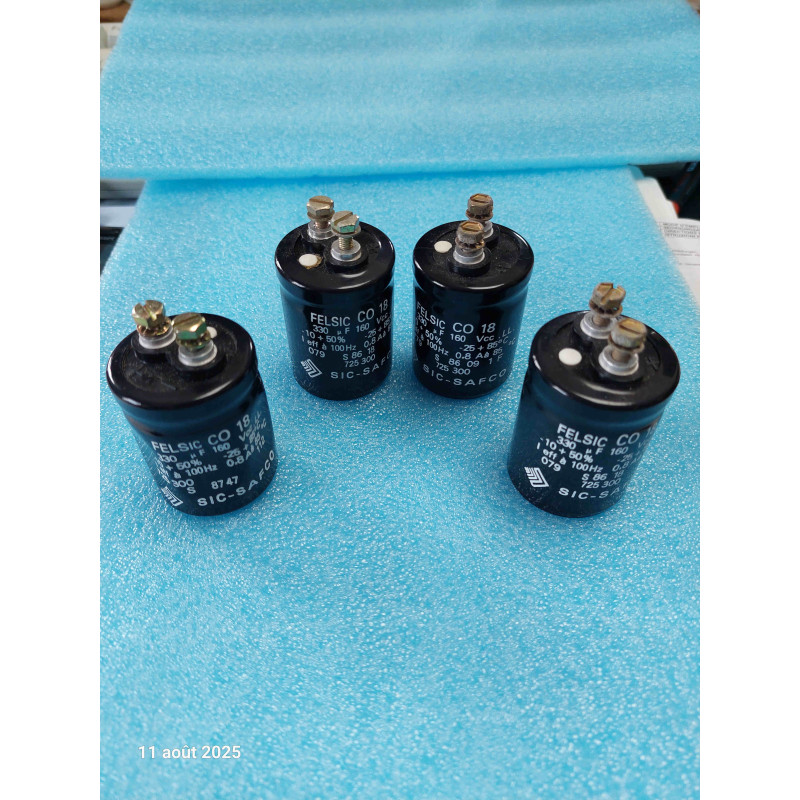 Lot de 4 Condensateurs 330µF 160V FELSIC CO18  Sic-Safco Occasion ( N10 )