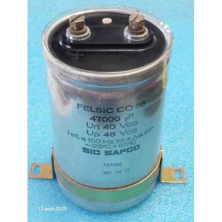 Condensateur Sic-Safco Felsic CO38 47000µF 40V 47000MF 47000UF  Occasion  ( N10C )