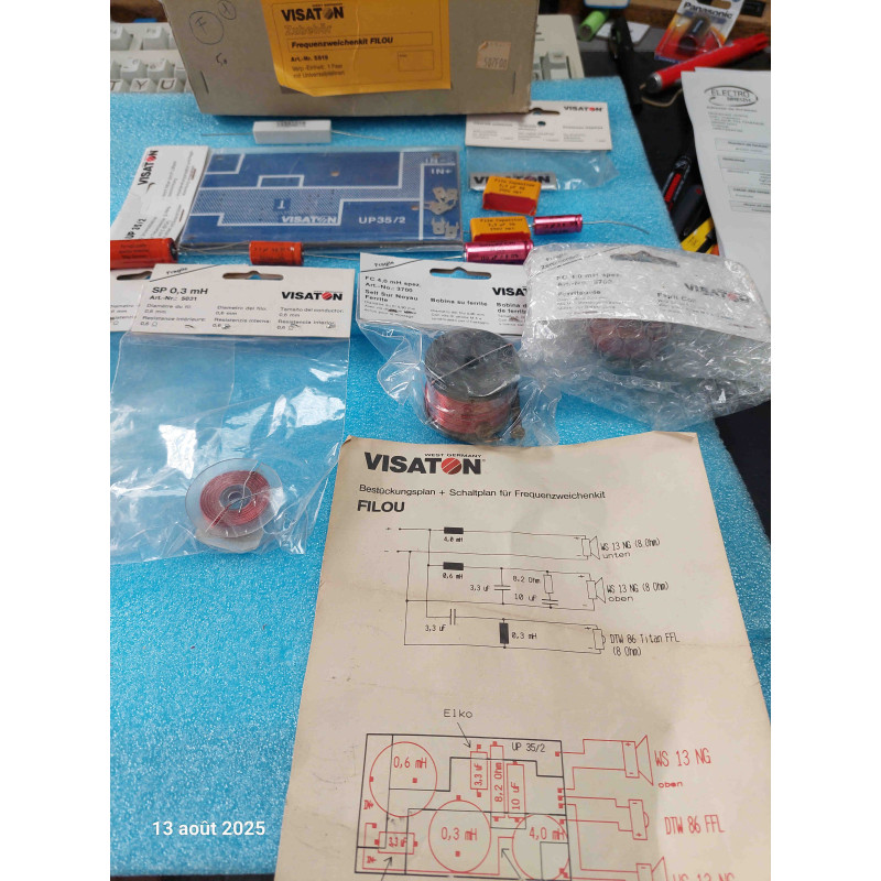 Pièces Visaton Provenant d'un Kit de Filtrage pour Filou Self 4mH condo 3.3µF .. ( N9 )