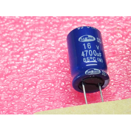 Lot de 3: condensateur électrolytique en aluminium SAMWHA 4700µF 4700uF 16Vdc 85°C 20% Ø16x25mm SD1C478M16025PA159