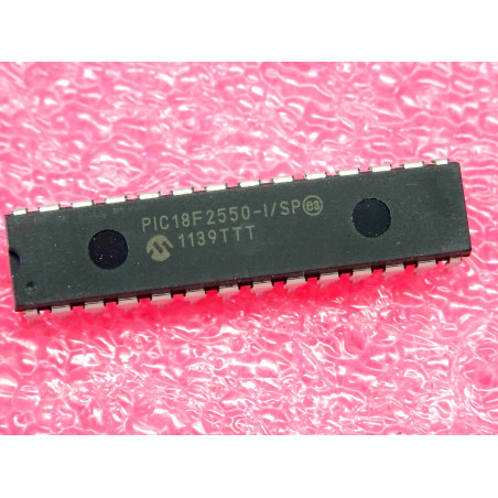 ci PIC 18F2550 -I/SP ~ ic PIC18F2550-I/SP ~ high performance, 32k-bytes flash, USB microcontroller ~ DIP-28 étroit (PLA001)