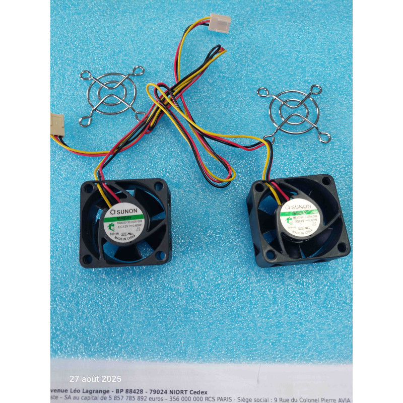 Lot de 2 Ventilateurs Sunon MB40201V2-0000-G99 DC 12V 0.6W 40X40X20mm + Grille - OCCASION