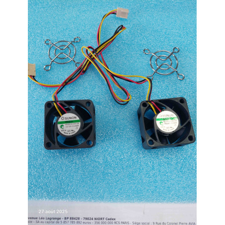 Lot de 2 Ventilateurs Sunon MB40201V2-0000-G99 DC 12V 0.6W 40X40X20mm + Grille - OCCASION