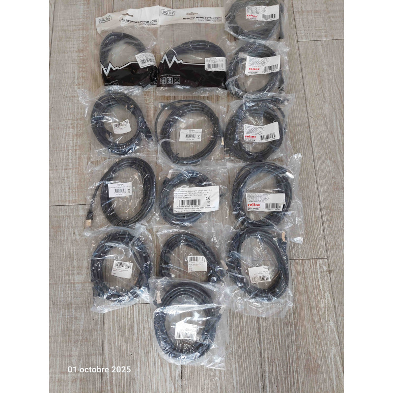 Lot de 14 Cordons RJ45 Cat 5e FTP F/UTP Lg 3M Noir Neuf et Emballé  ( N6 )