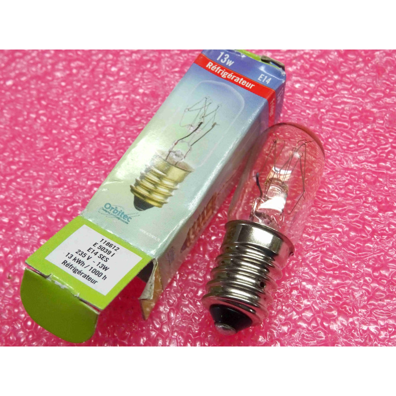 ampoule orbitec 118812 , E 5039 I , culot E14 , SES 235V 13W 13kWh 1000h ~ pour réfrigérateur / frigidaire / frigo (4J1)