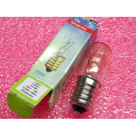ampoule orbitec 118812 , E 5039 I , culot E14 , SES 235V 13W 13kWh 1000h ~ pour réfrigérateur / frigidaire / frigo (4J1)