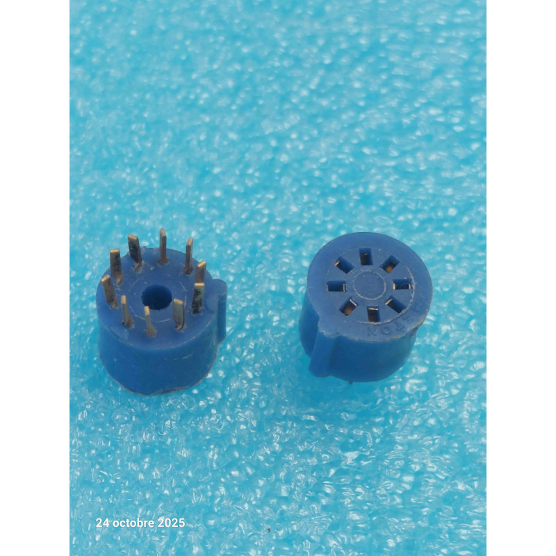 Lot de 4p Suppport Bleu ci Rond TO99 8 Pattes Contacts Dorés   ( celar 53B )