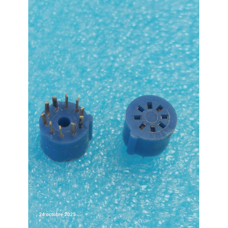 Lot de 4p Suppport Bleu ci Rond TO99 8 Pattes Contacts Dorés   ( celar 53B )