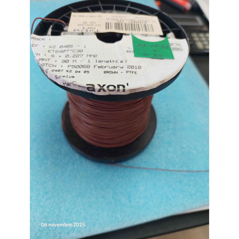 Bobine de 88M de Fil KZ0405 / ET2407  Marron AXON Fil PTFE  0.22mm²  ( L19A )