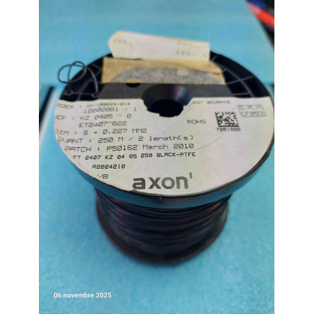 Bobine de 200M de Fil KZ0405 / ET2407  Noir AXON Fil PTFE  0.227mm²  ( L19A )