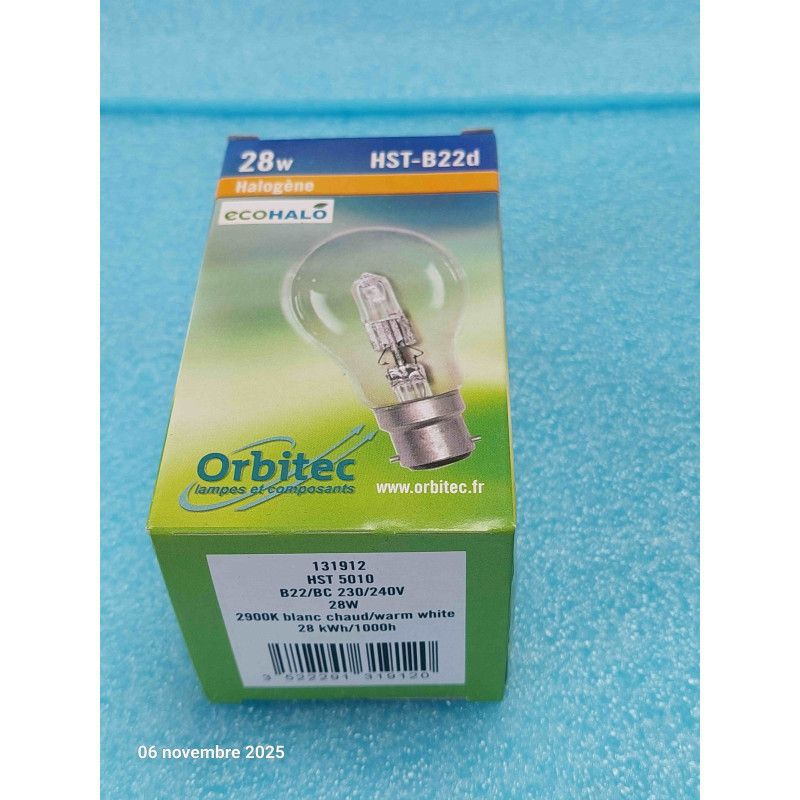 Lot de 3 Ampoule Halogene B22D HST5010 230V 28W B22D/BC 370 Lm 2900K Culot à Baionnette ( L19B )