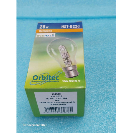 Lot de 3 Ampoule Halogene B22D HST5010 230V 28W B22D/BC 370 Lm 2900K Culot à Baionnette ( L19B )