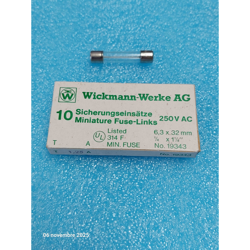 Boîte de 10 Fusibles temporisés 6x32mm 6x30 T 1.25A - T32L 1.25A Flipper / Sono / hifi ( 1O1 )