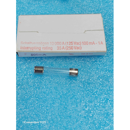 Boîte de 10 Fusible Rapide 6x32mm 6x30 F 500mA - T32R 0.5A Flipper / Sono / HIFI ( M2A )