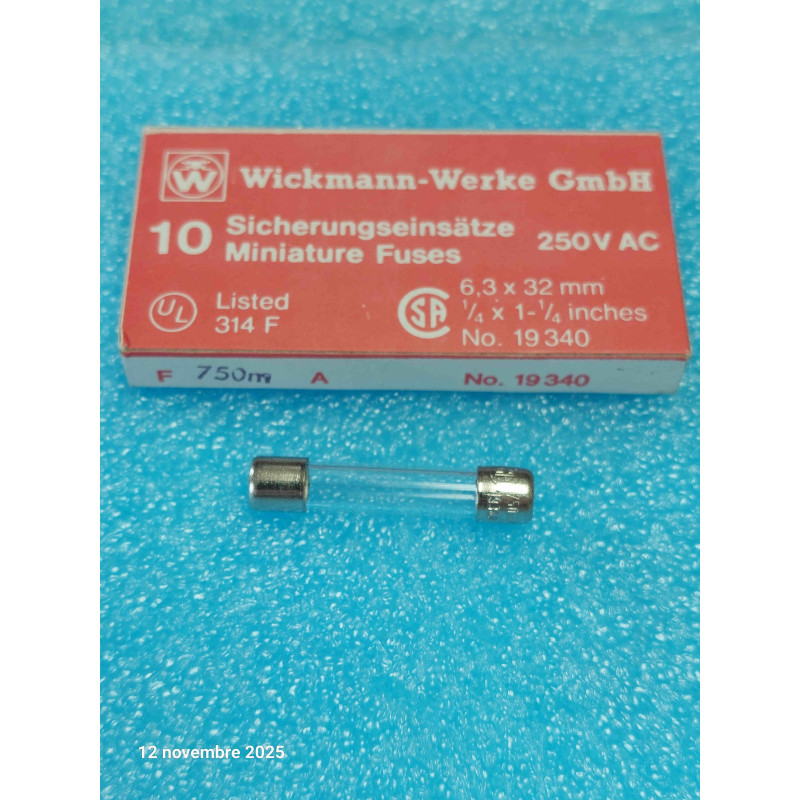 Boîte de 10 Fusible Rapide 6x32mm 6x30 F 750mA - T32R 0.75A Flipper / Sono / HIFI   ( M2A )