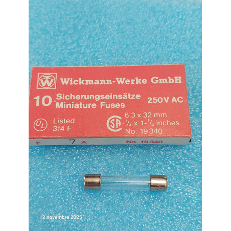 Boîte de 10 Fusible Rapide 6x32mm 6x30 F 7A - T32R 7A Flipper / Sono / HIFI   ( M2B )