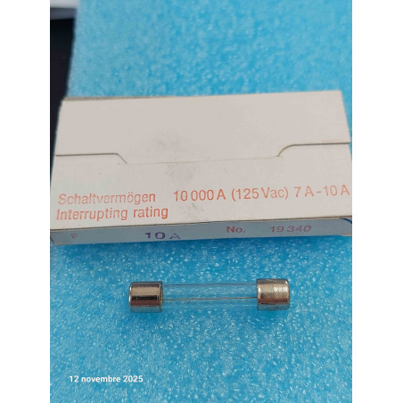 Boîte de 10 Fusible Rapide 6x32mm 6x30 F 10A - T32R 10A Flipper / Sono / HIFI   ( M2A )