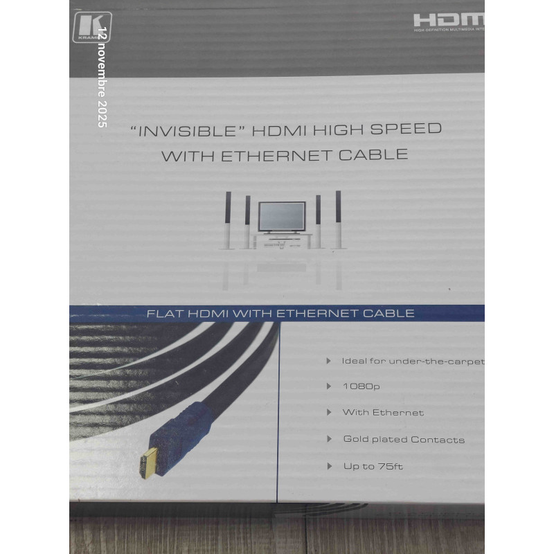 Kramer Electronics C-HM/HM/FLAT ETH-25 câble HDMI 7.6 m HDMI Type A Contact Doré 97-01014025  ( M2 )