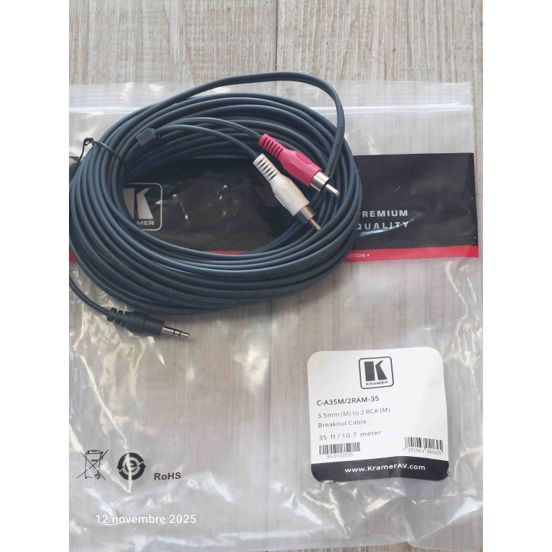 Kramer C-A35M/2RAM-35 Cordon Jack 3.5M Stéréo vers 2RCA M 10.7M 95-0122035  ( M2 )