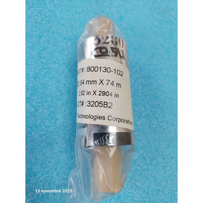 Ruban de Cire ZEBRA 800130-102 64mm x 74M 2.52 in imprimante Ribbon Zebra ( Q2 )