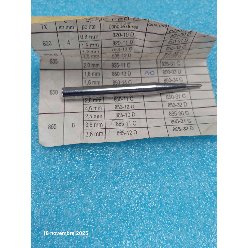 SEM 850-13D Panne de Fer Creuse 6mm de diamètre Série 850 1.6mm  ( 2S5 )