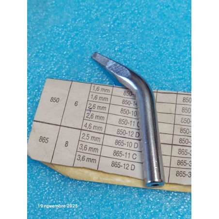 SEM 865-11C Panne de Fer Courbé Creuse 8mm de diamètre Série 865 3.6mm  ( 2S5 )