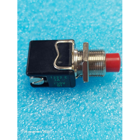 Poussoir 1R APEM 1222C Normalement Fermé 3A / 250V à vis Contacts Argents ( 2E )