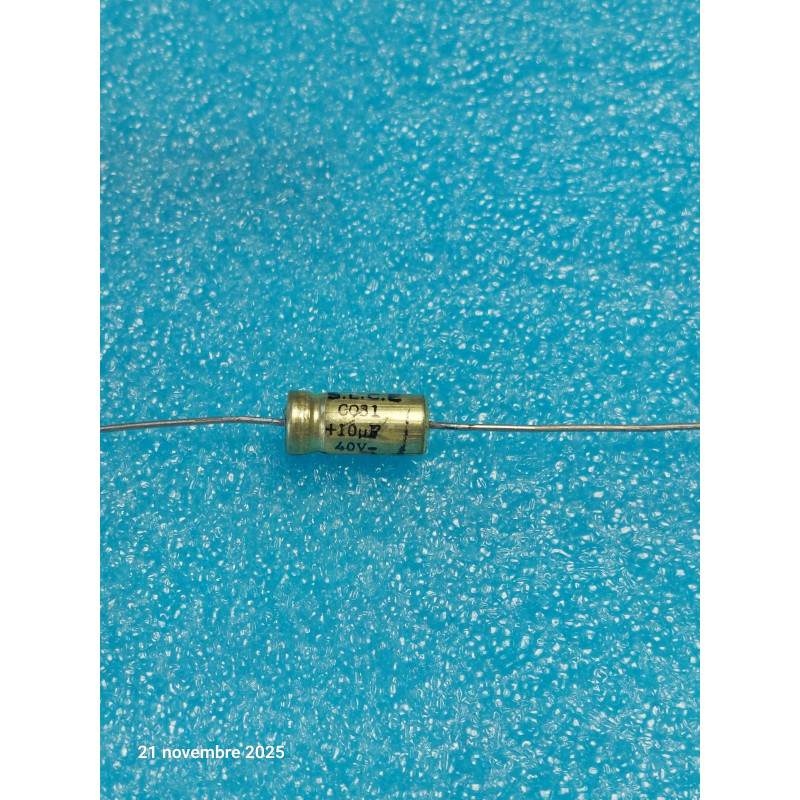 Lot de 10p Condensateur Chimique Axial SLCE  10UF 10MF 10µF 40V  CO31 6.5x15mm