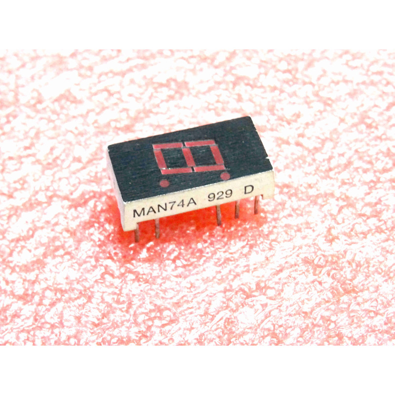 afficheur MAN 74 A ~ LED display MAN74A ~ 7.62mm red 7segment display,common cathode,right hand decimal,luminous 350µcd(PLA014)
