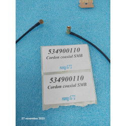 Cordon Coaxial SMB Femelle / Femelle coudé Lg: 50cm Connecteur Doré F/F ( Q2 )