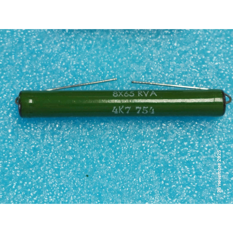 Lot x2 Résistance Bobinée Vitrifiée Axiale 8 X 65mm RB58 4K7 4.7Kohms 11W ( Q3)