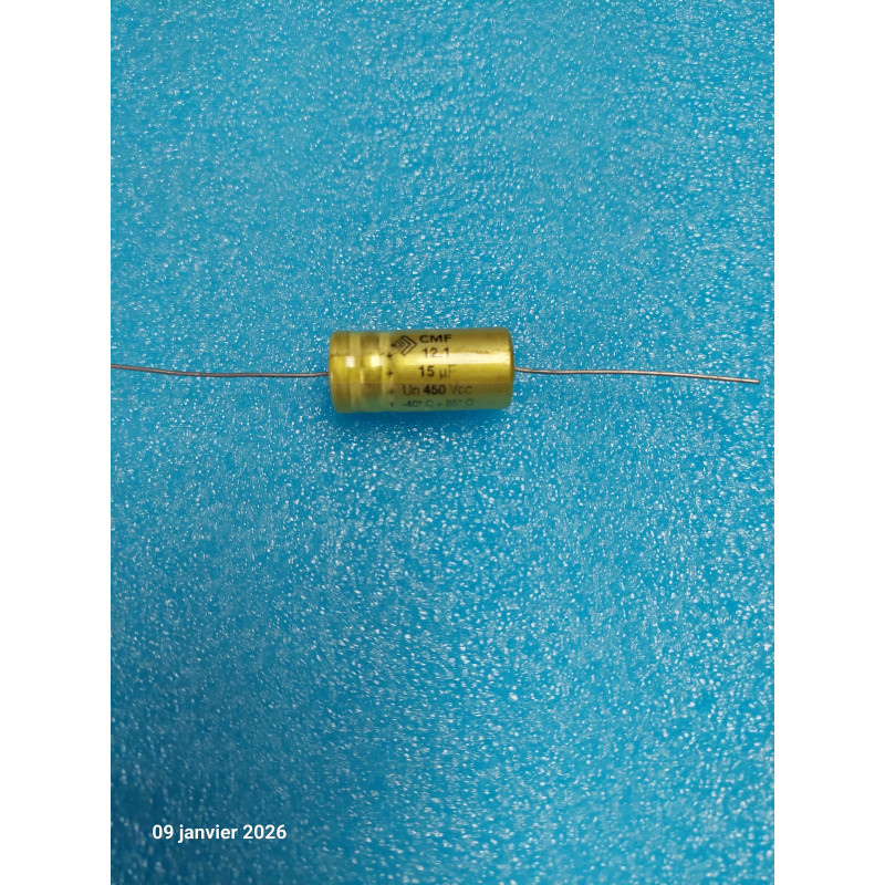 Condensateur Axial 15MF 15µF 15uF 450V CMF  Sic Safco  14 x 30mm