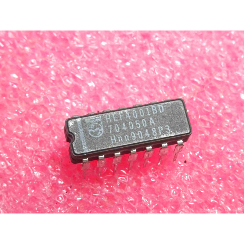 ci HEF 4001 BD ~ ic HEF4001BD ~ quadruple 2-input NOR gate ~ 14-DIP philips (5I1)