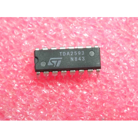 ci TDA 2593 ~ ic TDA2593 ~ synchro and horizontal deflection control for color TV set ~ DIL16 , ST (5N1)