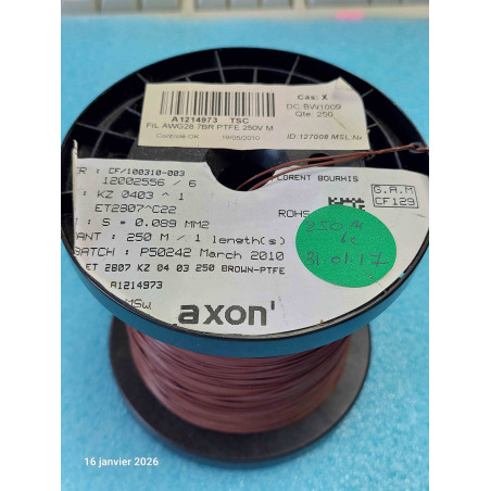 Bobine de 250M de Fil Marron KZ0403 ^1  PTFE ET2807^C22 0.089m²  7 Brins AWG28