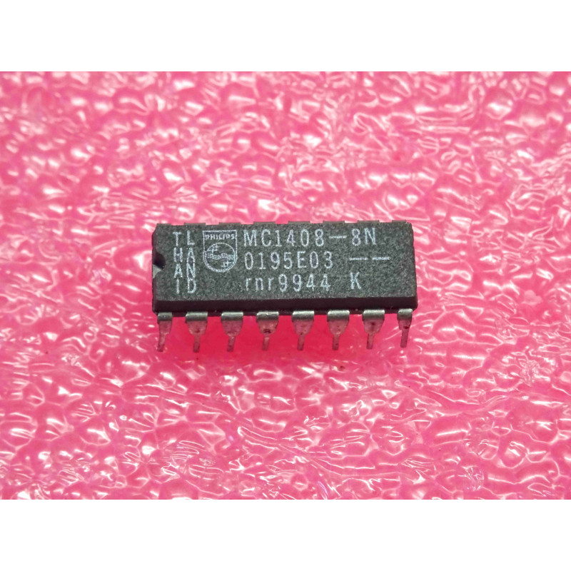 ci MC 1408 - 8N ~ ic MC1408-8N ~ 8-bit multiplying digital-to-analog converter ~ DIP-16 , philips (PLA021)